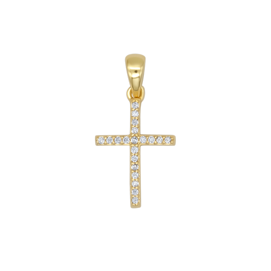 PENDENTE CROCE - ZIRCONIA E GOLDEN ARGENTO