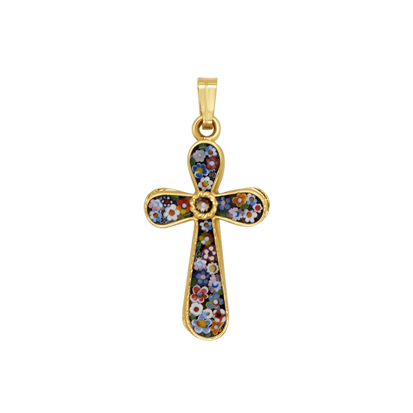 PENDENTE CROCE - MICROMOSAIC GIOIELLI - GOLDEN METAL