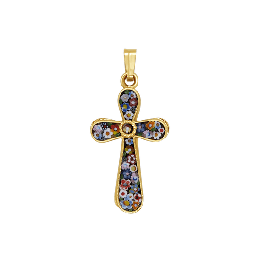 PENDENTE CROCE - MICROMOSAIC GIOIELLI - GOLDEN METAL