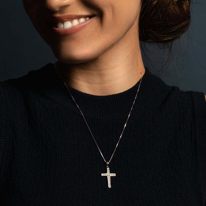 PENDENTE CROCE - ARGENTO E ZIRCONIA