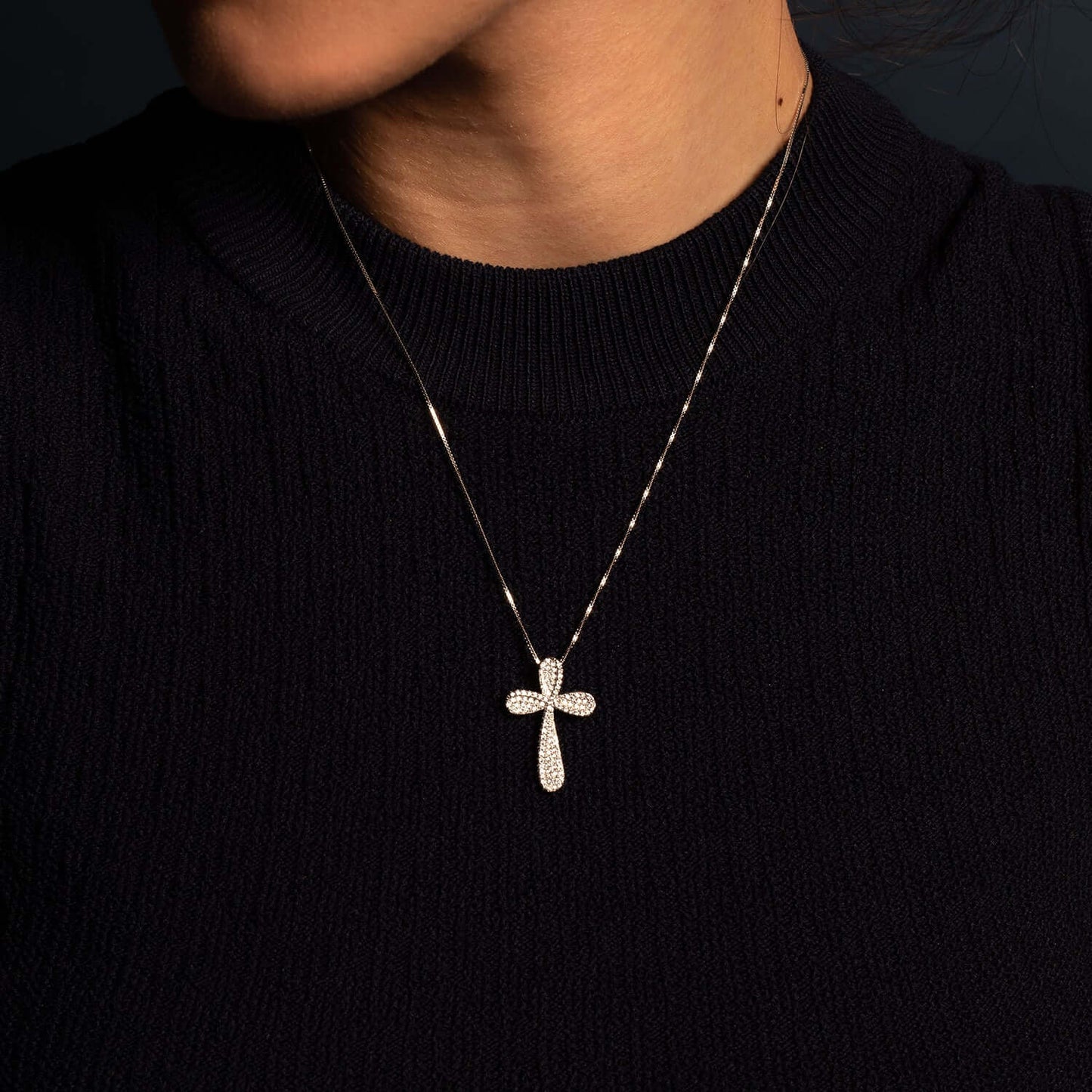 PENDENTE CROCE - ARGENTO E ZIRCONIA