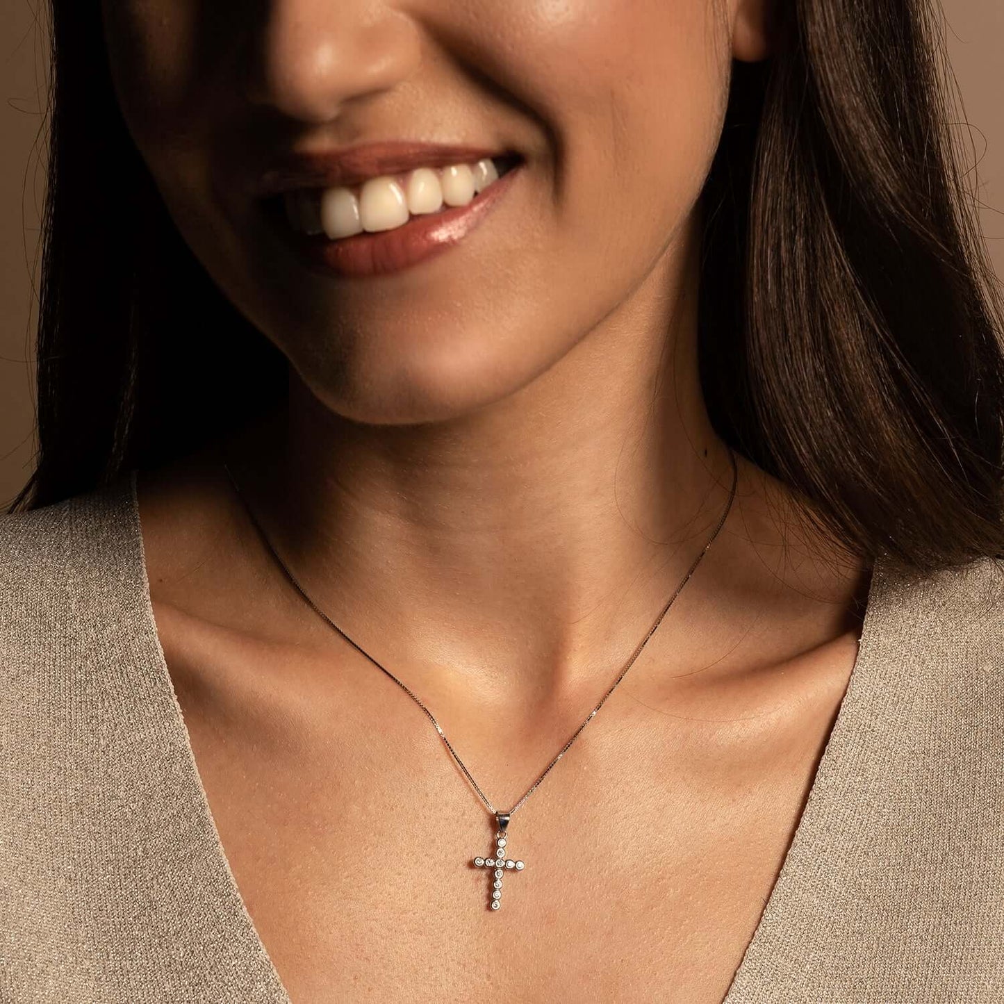 PENDENTE CROCE - ARGENTO E ZIRCONIA