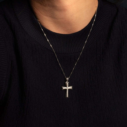 PENDENTE CROCE - ARGENTO E ZIRCONS