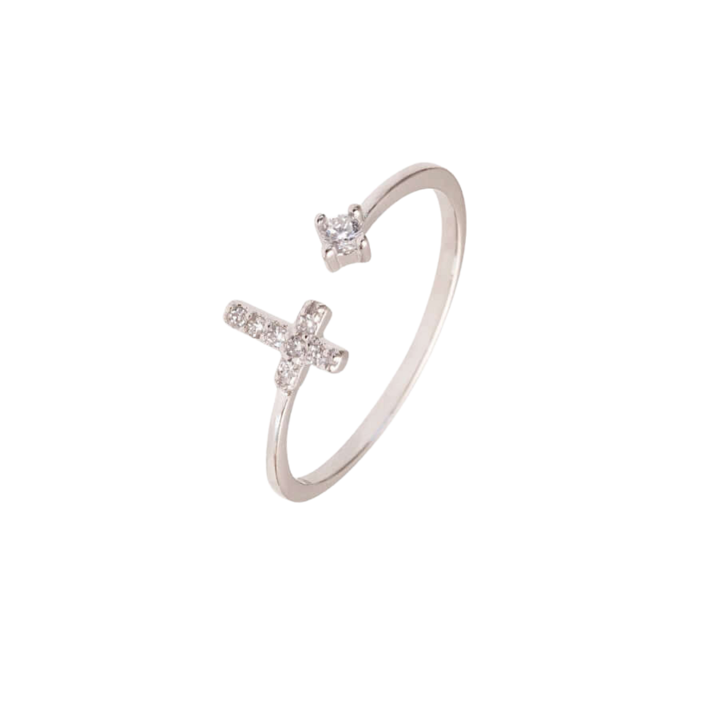 PAVÉ CROCE ANELLO - ZIRCONIA DOT - ARGENTO