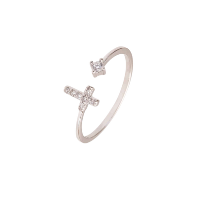 PAVÉ CROCE ANELLO - ZIRCONIA DOT - ARGENTO