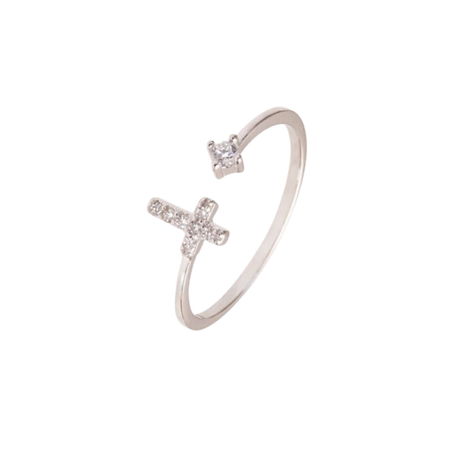 PAVÉ CROCE ANELLO - ZIRCONIA DOT - ARGENTO