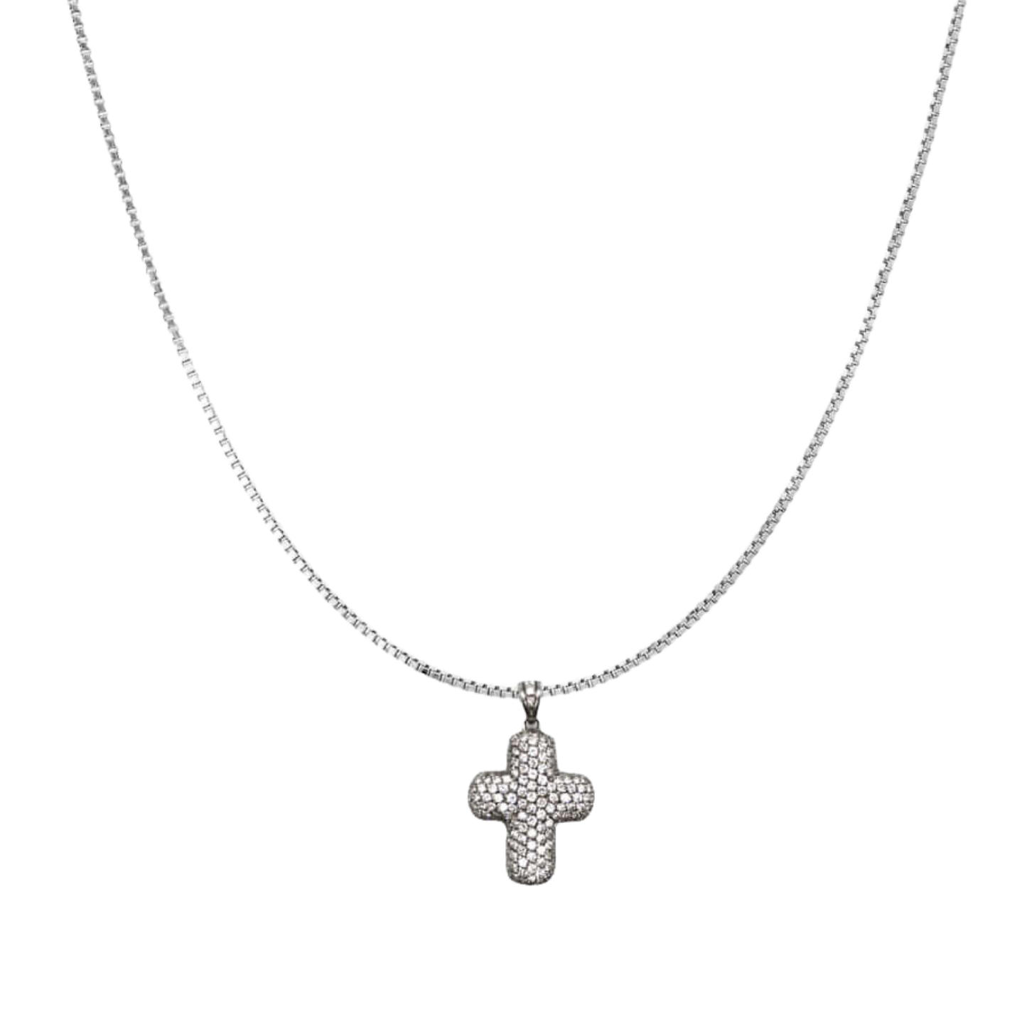 CROCE CON DIAMOND - COLLANA - BIANCO ORO