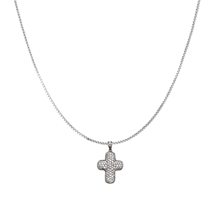 CROCE CON DIAMOND - COLLANA - BIANCO ORO