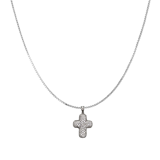 CROCE CON DIAMOND - COLLANA - BIANCO ORO