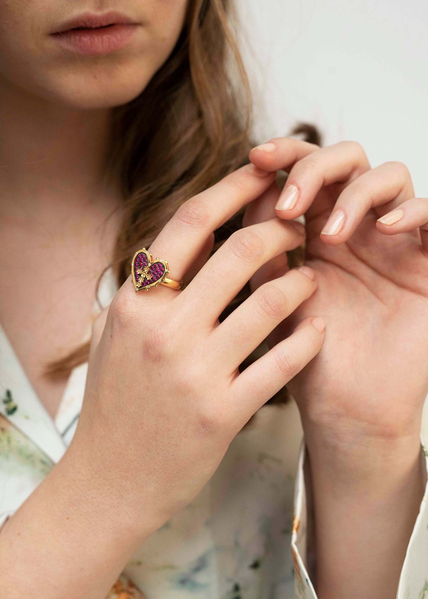 CUORE E CROCE - ANELLO - ORO E DIAMONDS