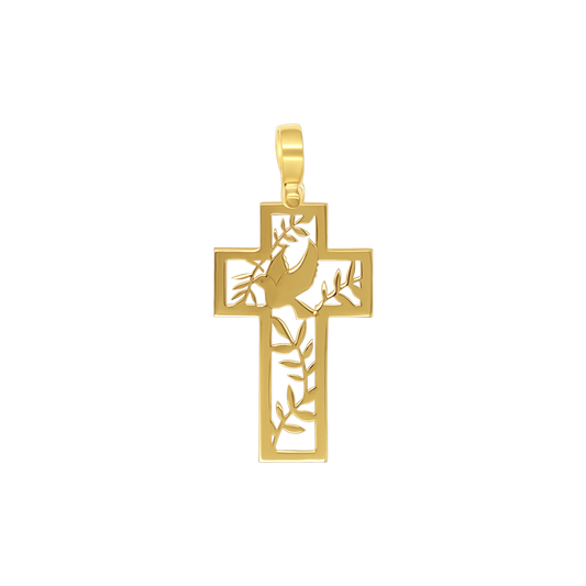 DOVE OF PEACE - PENDENTE CROCE - GOLDEN ARGENTO