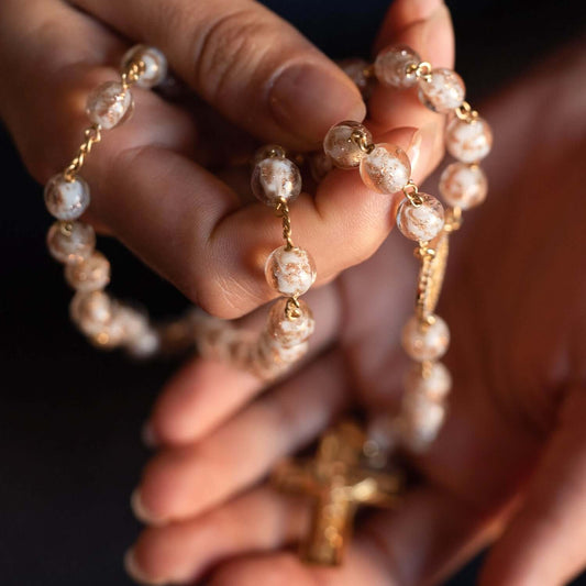 GLASS BEADS ROSARIO - VERMEIL ARGENTO
