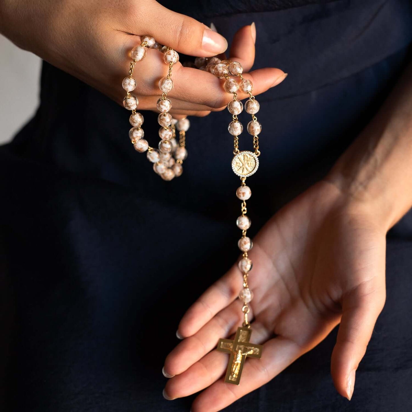 GLASS BEADS ROSARIO - VERMEIL ARGENTO
