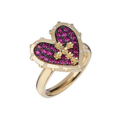 CUORE E CROCE - ANELLO - ORO E DIAMONDS