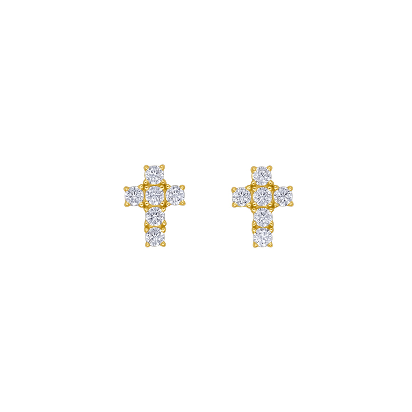 CROCE - ORECCHINI - GOLDEN ARGENTO E ZIRCONIA