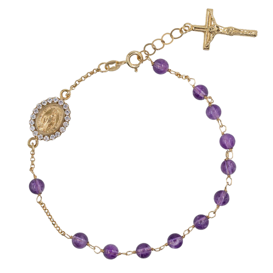 BRACCIALETTO ROSARIO - ORO E AMETHYST