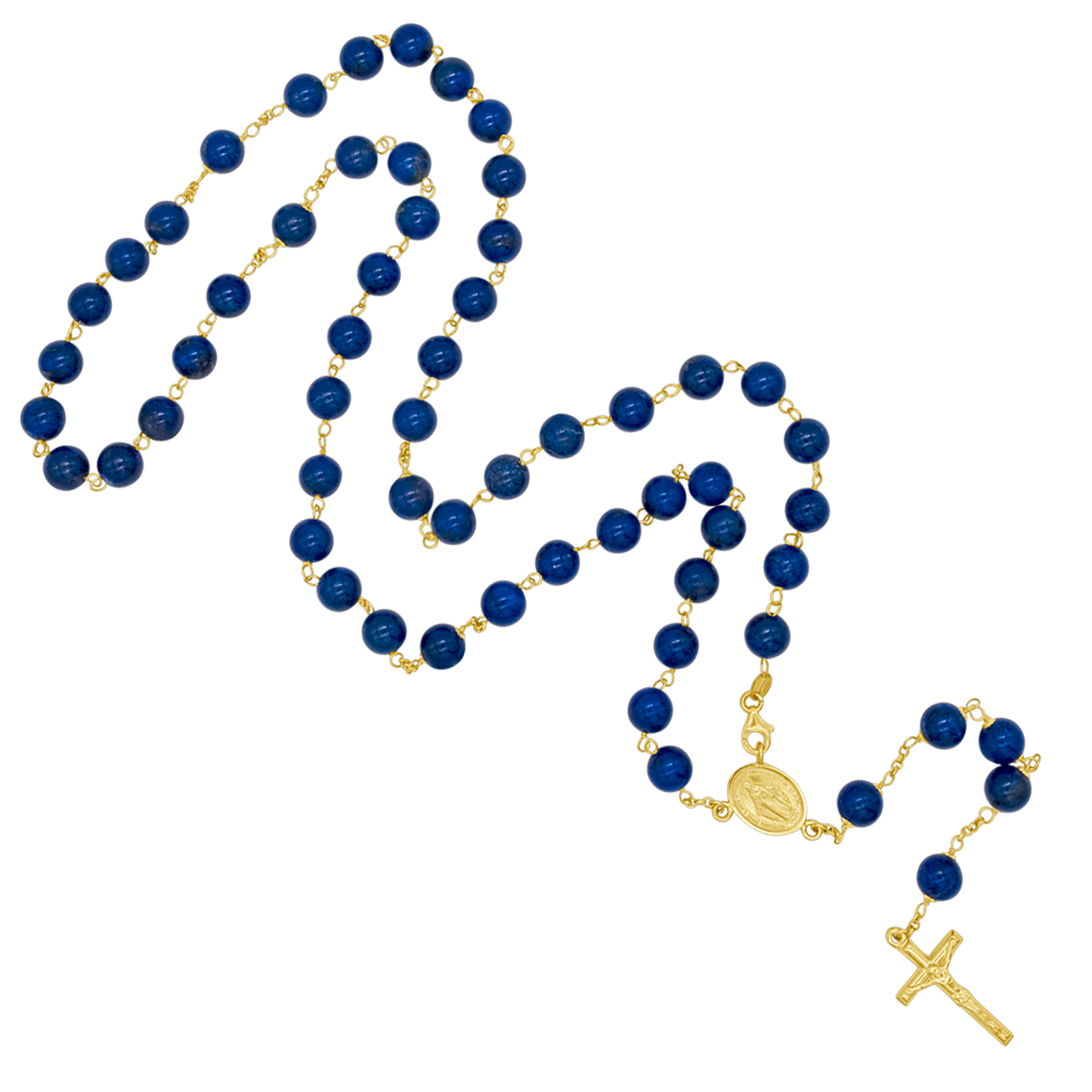 LAPIS LAZULI BEADS - ROSARIO - ORO