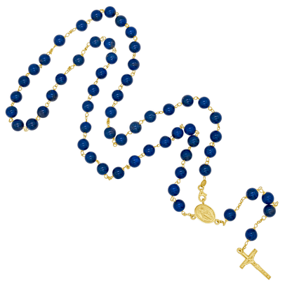 LAPIS LAZULI BEADS - ROSARIO - ORO