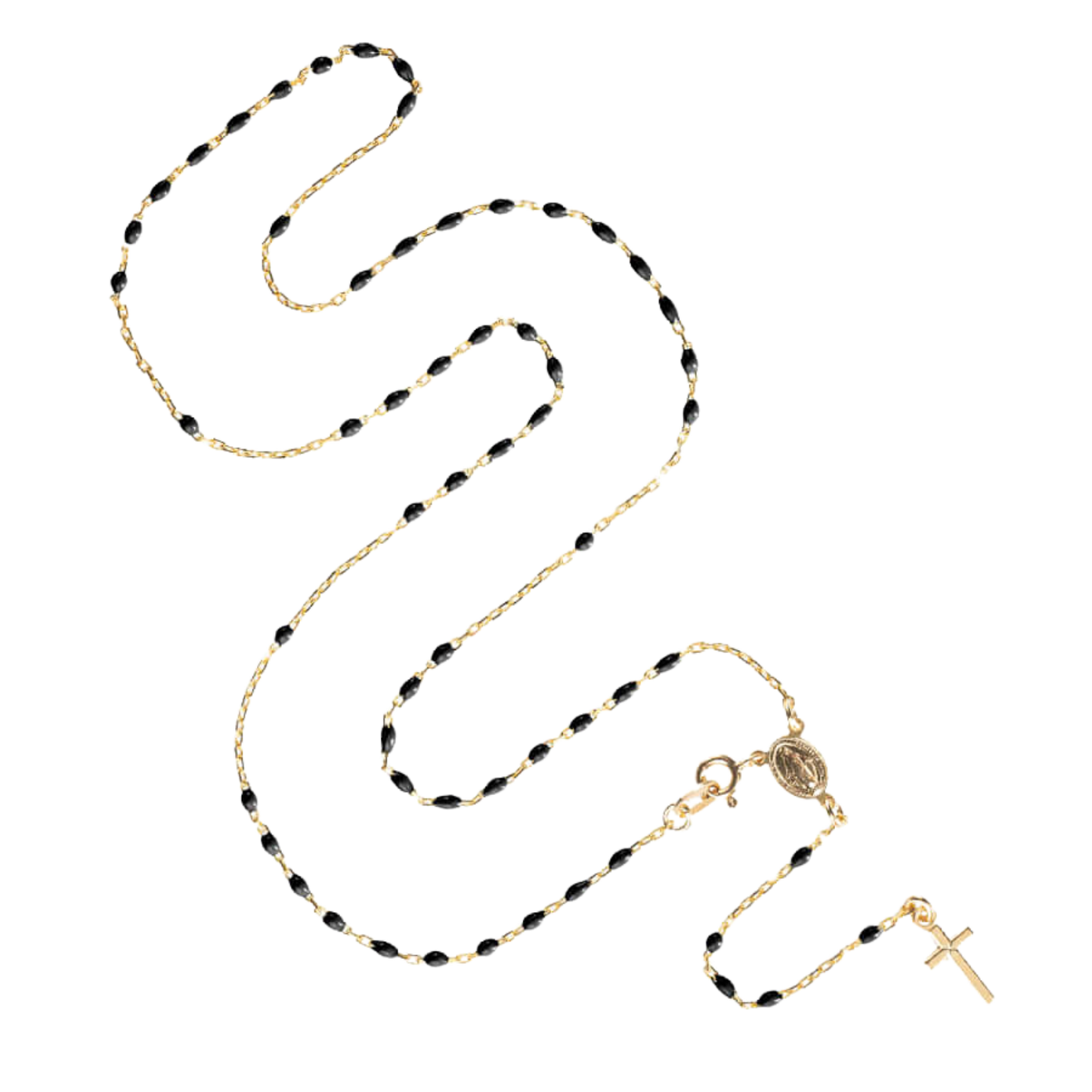 COLLANA ROSARIO - VERMEIL ARGENTO - NERO ENAMEL