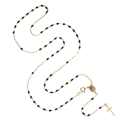 COLLANA ROSARIO - VERMEIL ARGENTO - NERO ENAMEL
