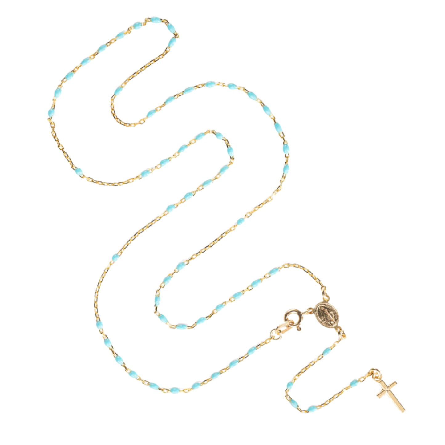 COLLANA ROSARIO - VERMEIL ARGENTO - SKY BLUE ENAMEL