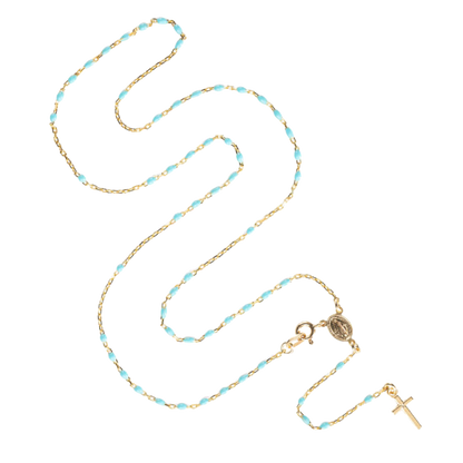COLLANA ROSARIO - VERMEIL ARGENTO - SKY BLUE ENAMEL