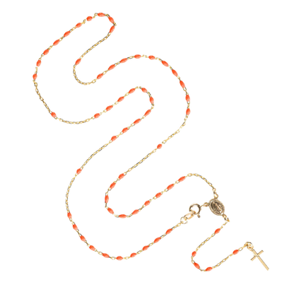 COLLANA ROSARIO - VERMEIL ARGENTO - PINK ENAMEL