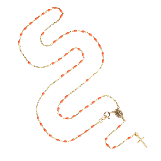 COLLANA ROSARIO - VERMEIL ARGENTO - PINK ENAMEL