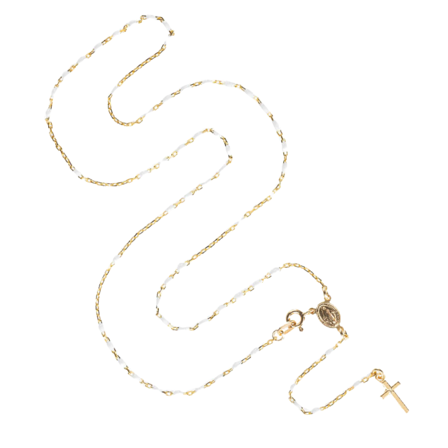 COLLANA ROSARIO - VERMEIL ARGENTO - BIANCO ENAMEL