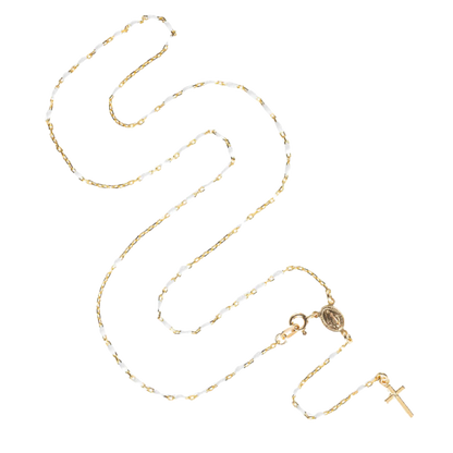 COLLANA ROSARIO - VERMEIL ARGENTO - BIANCO ENAMEL