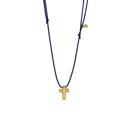 COLLANA CROCE - BLUE ROPE E GOLDEN ARGENTO