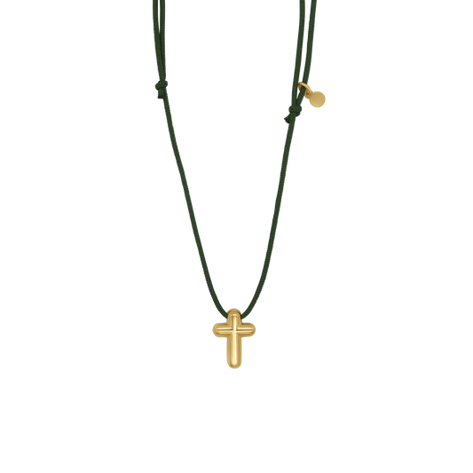 COLLANA CROCE - GREEN ROPE E GOLDEN ARGENTO