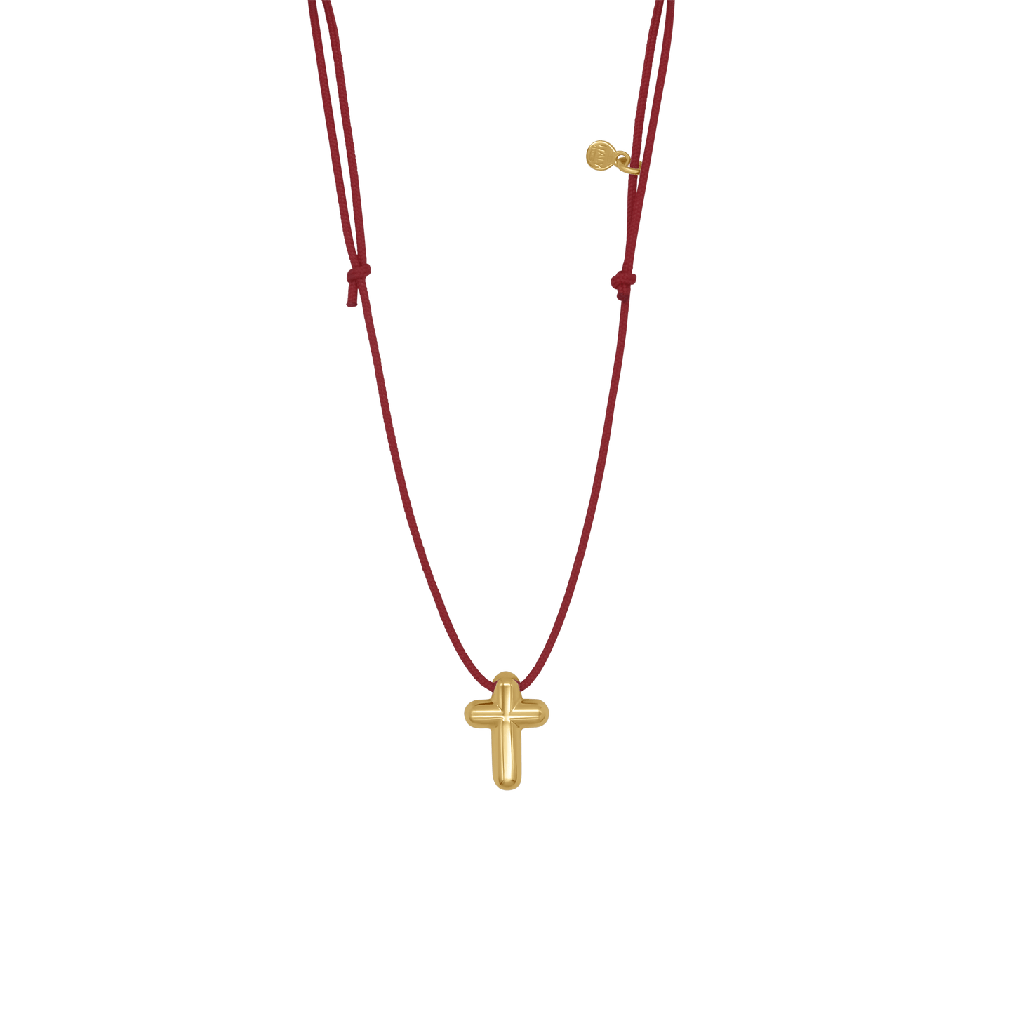 COLLANA CROCE - RED ROPE E GOLDEN ARGENTO