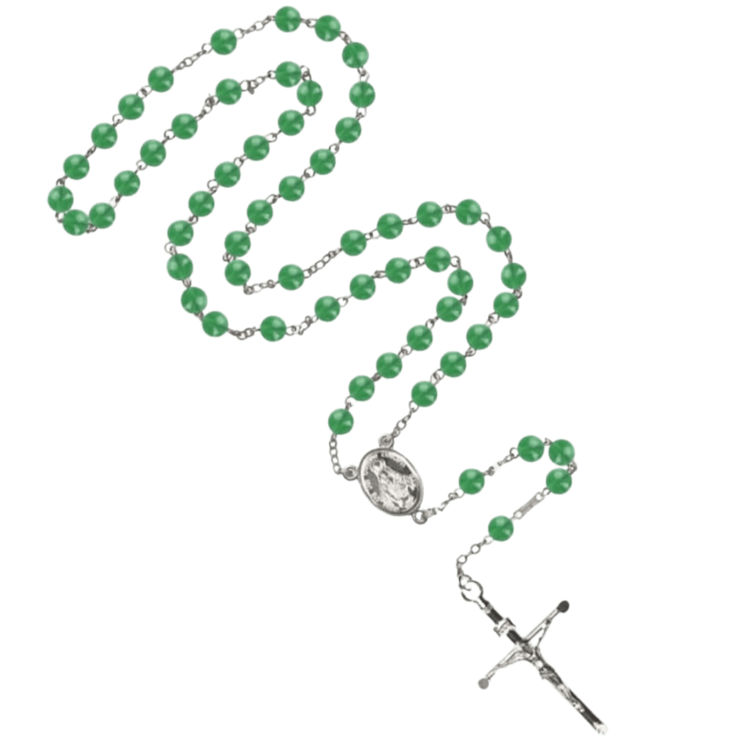 GREEN AGATE ROSARIO - ARGENTO