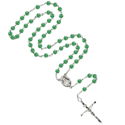 GREEN AGATE ROSARIO - ARGENTO