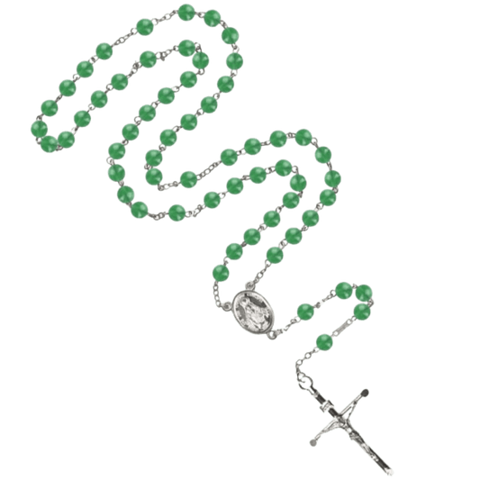 GREEN AGATE ROSARIO - ARGENTO