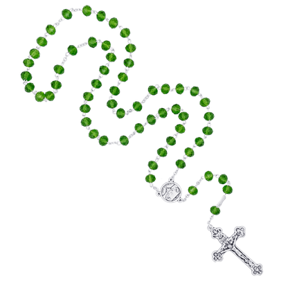 GREEN CRYSTAL ROSARIO - METAL