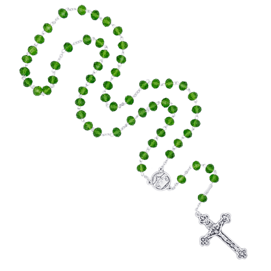 GREEN CRYSTAL ROSARIO - METAL