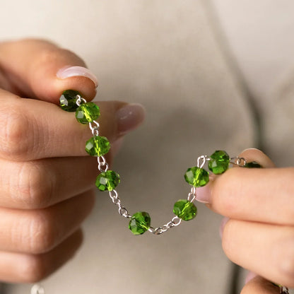 GREEN CRYSTAL ROSARIO - METAL
