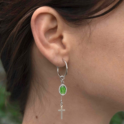 GREEN MIRACULOUS MEDAGLIA - HOOP ORECCHINI - ARGENTO
