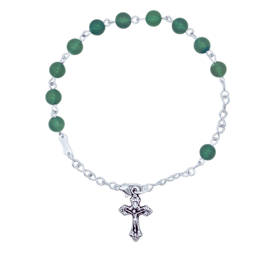 BRACCIALETTO ROSARIO GREEN STONES - METAL