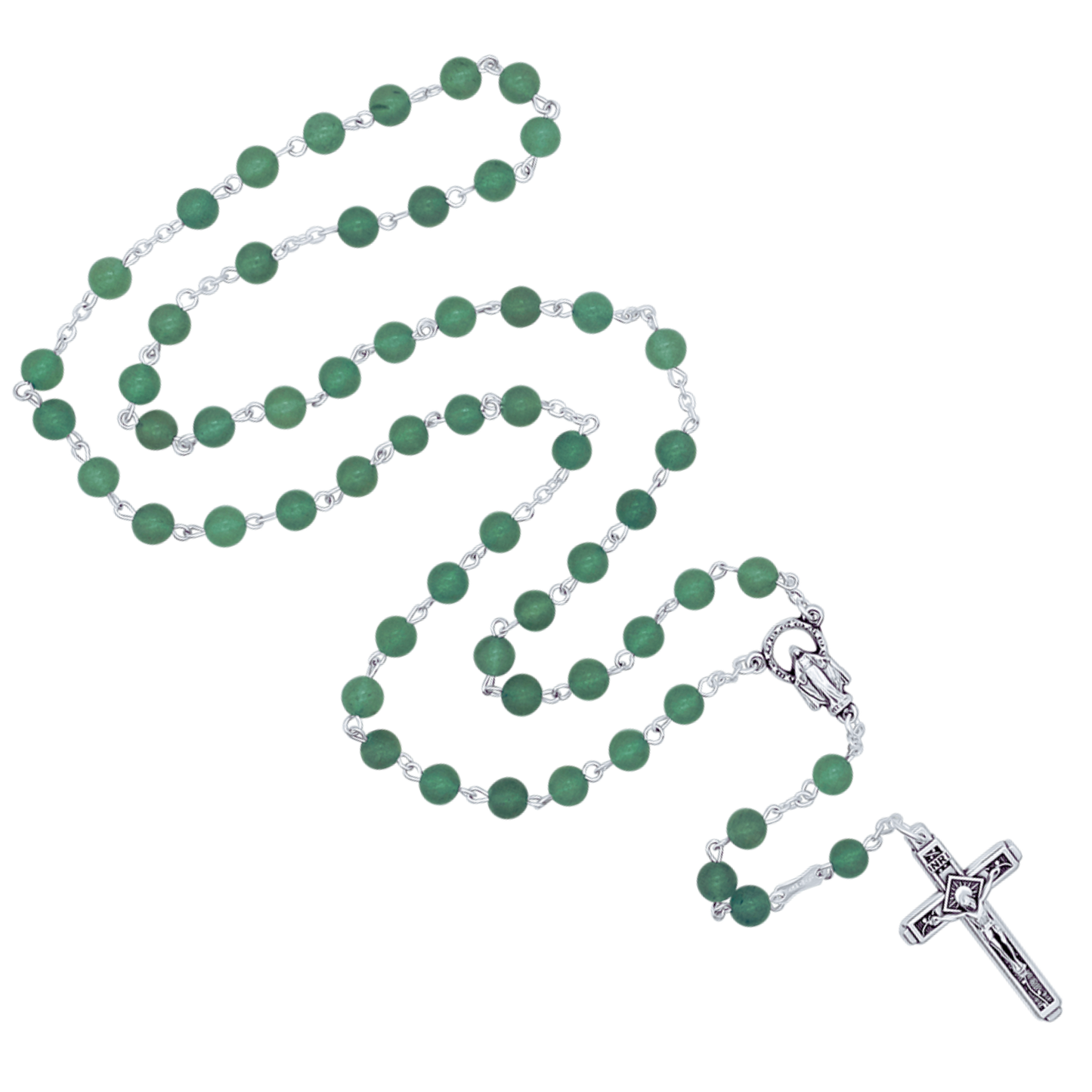 GREEN STONES ROSARIO - METAL