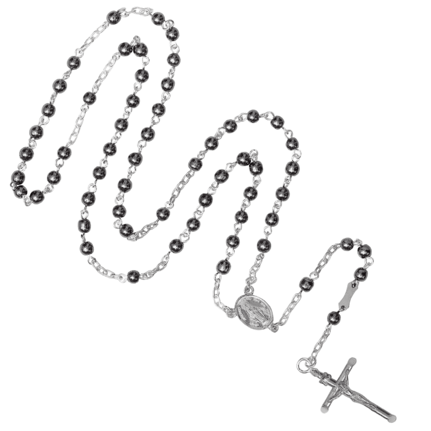 HEMATITE BEADS ROSARIO - ARGENTO