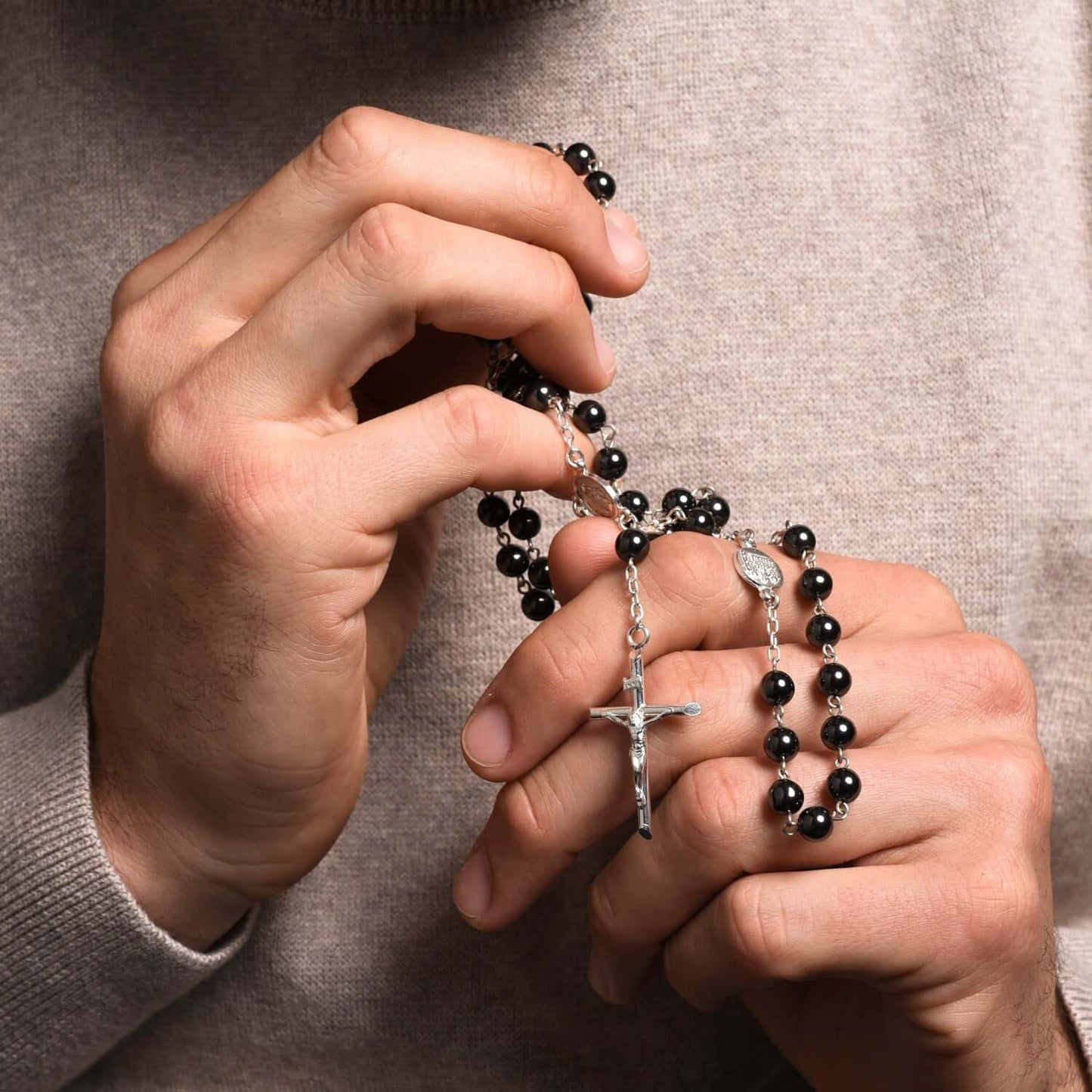 HEMATITE ROSARIO - ARGENTO