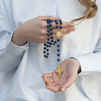 LAPIS LAZULI BEADS - ROSARIO - VERMEIL ARGENTO