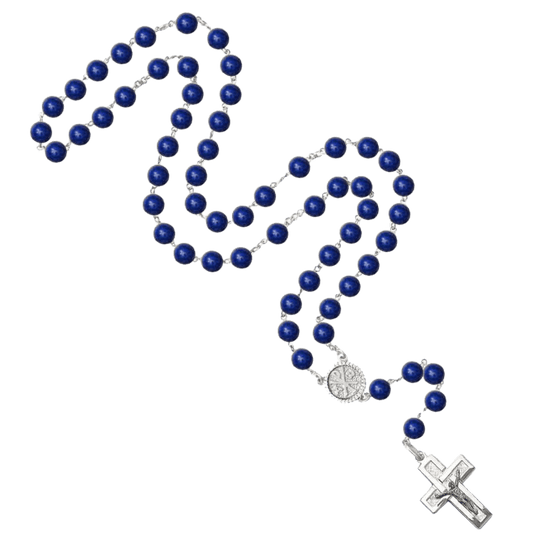 LAPIS LAZULI BEADS - ROSARIO - ARGENTO