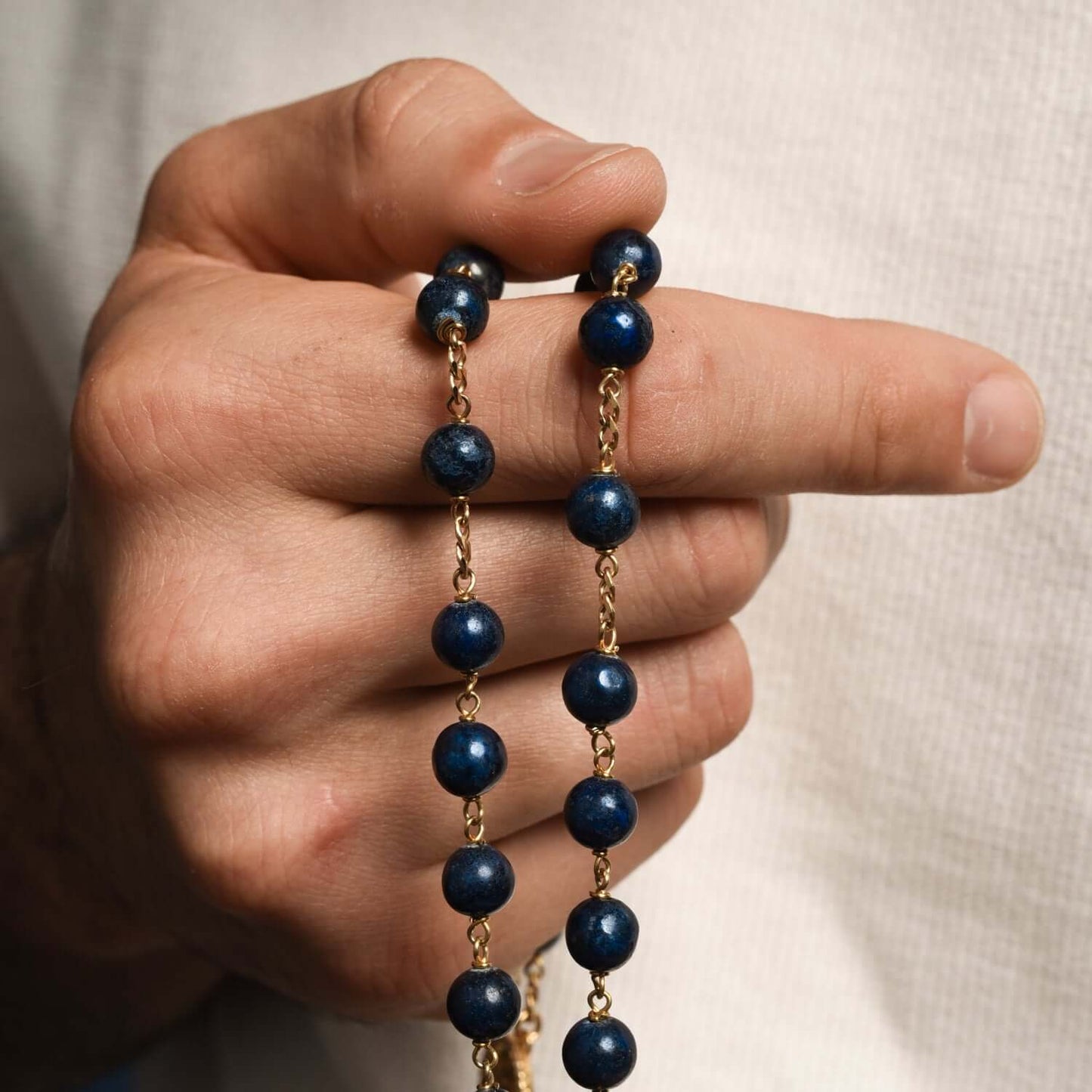 LAPIS LAZULI BEADS - ROSARIO - VERMEIL ARGENTO
