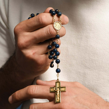 LAPIS LAZULI BEADS - ROSARIO - VERMEIL ARGENTO