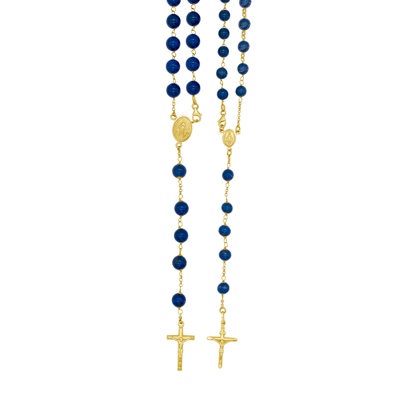 LAPIS LAZULI BEADS - ROSARIO - ORO