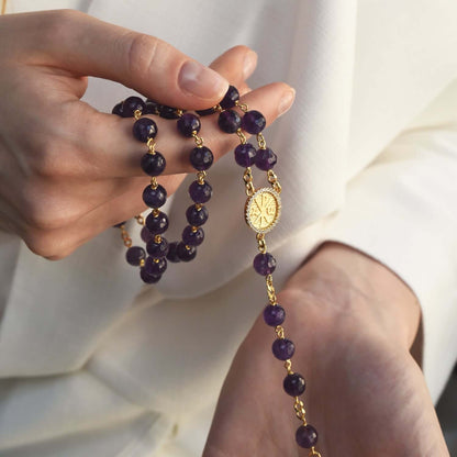 AMETHYST BEADS - ROSARIO - VERMEIL ARGENTO